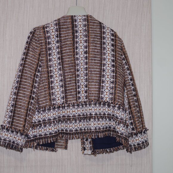 Tory Burch Jessica Tweed Jacket In Brown size 14 - Picture 5 of 8